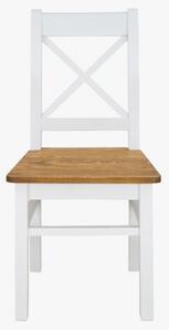 Drewniane krzesło prowansalskie biało-brązowe, sosna Lille