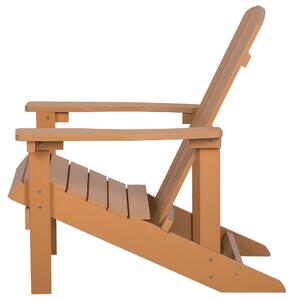 Krzesło imitacja drewna ogrodowe na ganek z podłokietnikami i podnóżkiem Adirondack Beliani