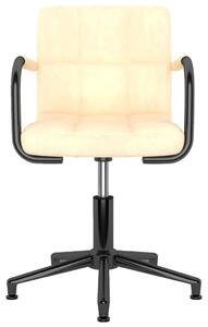 Obrotowe krzesło biurowe, kremowe, tapicerowane aksamitem