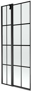 Mexen Flip parawan nawannowy 2-skrzydłowy 80 x 150 cm, czarna kratka, czarny - 894-080-101-70-77