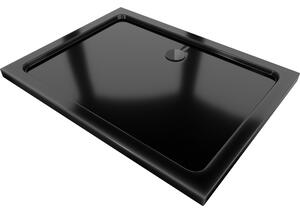 Mexen Flat brodzik prostokątny slim 100 x 70 cm, czarny, syfon czarny - 40707010B
