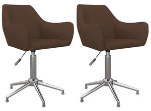 Obrotowe krzesła stołowe, 2 szt., brązowe, obite tkaniną