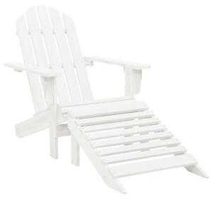 Krzesło ogrodowe z podnóżkiem, drewniane, białe