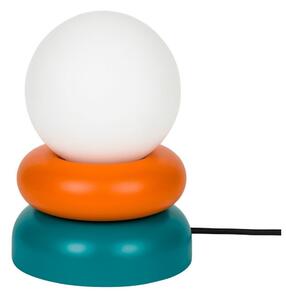 Morska/pomarańczowa lampa stołowa z litego drewna ze szklanym kloszem (wysokość 24 cm) Otem – noo.ma