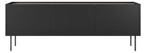 Trzydrzwiowa szafka RTV Desin z ukrytą szufladą i metalowymi nogami 170 cm - czarny mat / dąb nagano