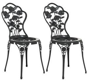Krzesła bistro, 2 szt., odlewane aluminium, czarne