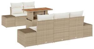 Zestaw sof na ogród z przechowywaniem 6 szt. beżowy polirattan