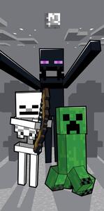 Szary bawełniany ręcznik dziecięcy 70x140 cm Minecraft "Mob Attack" – Jerry Fabrics