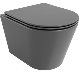 Mexen Rico miska wc Rimless z deską wolnoopadającą slim, duroplast, szara ciemna mat - 30724071