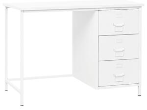 Industrialne biurko z szufladami, białe, 105x52x75 cm, stal
