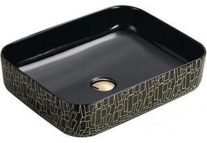 Mexen Lorita umywalka nablatowa 51 x 39 cm, czarna/złota - 22135163