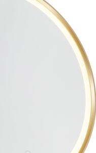 Okrągłe lustro łazienkowe w kolorze złotym z LED ze ściemniaczem dotykowym - Miral Oswietlenie wewnetrzne