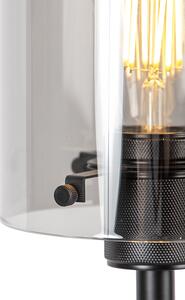 Designerska lampa podłogowa czarna przydymione szkło - Dome Oswietlenie wewnetrzne