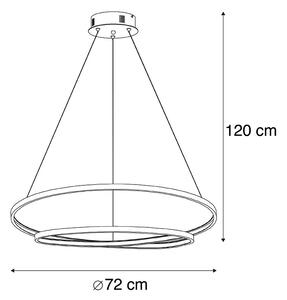 Designerska lampa wisząca srebrna 72 cm z ściemnianą diodą LED - Rowan Oswietlenie wewnetrzne