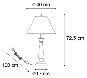 Klasyczna lampa stołowa czarna klosz kremowy - Taula Oswietlenie wewnetrzne