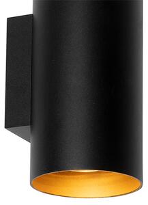 Designerski Kinkiet / Lampa scienna czarny ze złotym wnętrzem okrągły - Sab Oswietlenie wewnetrzne