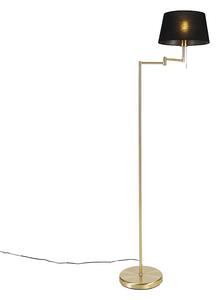 Klasyczna lampa podłogowa złota regulowane ramię klosz czarny - Ladas Oswietlenie wewnetrzne