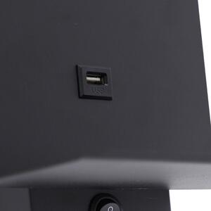 Nowoczesny Kinkiet / Lampa scienna czarny ze złączem USB - Flero Oswietlenie wewnetrzne