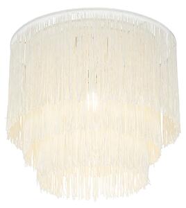 Orientalna lampa sufitowa złoty kremowy klosz z frędzlami - Franxa Oswietlenie wewnetrzne