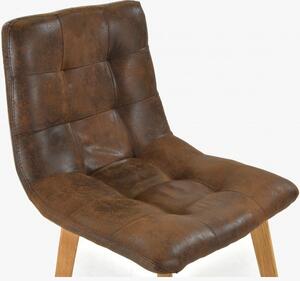 Krzesło dębowe - brązowe imitacja skóry, Leonardo