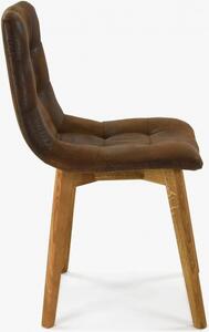 Krzesło dębowe - brązowe imitacja skóry, Leonardo