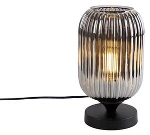 Lampa stołowa Art Deco czarna ze szkłem dymnym - Banci Oswietlenie wewnetrzne