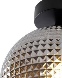 Lampa sufitowa Art Deco czarna z przydymionym szkłem - Kula Oswietlenie wewnetrzne