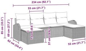 Zestaw Mebli Ogrodowych Komplet Wypoczynkowy Z Poduszkami 6-Częściowy Brązowy Rattan Na Taras Balkon Ogród