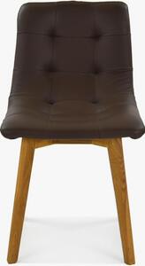Krzesło dębowe ze skóry ciemnobrązowe, Leonardo