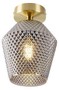 Lampa sufitowa Art Deco Mosiądz ze Szkłem Przydymionym - Karce Oswietlenie wewnetrzne