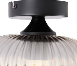 Lampa sufitowa Art Deco czarna z przydymionym szkłem - Karel Oswietlenie wewnetrzne