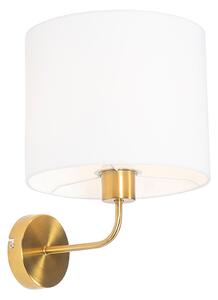 Klasyczny Kinkiet / Lampa scienna złoty abażur z tkaniny biały - Cas Oswietlenie wewnetrzne