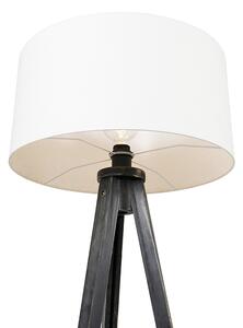 Lampa podłogowa statyw czarny z kloszem biały 50 cm - Tripod Classic Oswietlenie wewnetrzne