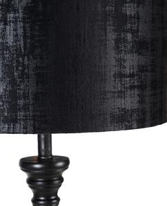 Klasyczna lampa podłogowa czarna klosz welurowy czarny 40cm - Classico Oswietlenie wewnetrzne