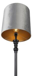 Klasyczna lampa podłogowa czarna z kloszem szarym 40 cm - Classico Oswietlenie wewnetrzne