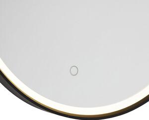 Lustro łazienkowe czarne 50 cm z LED ze ściemniaczem dotykowym - Miral Oswietlenie wewnetrzne