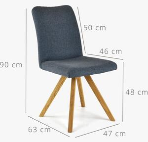 Krzesło nogi dębowe, ciemnoniebieskie, easy clean Paris