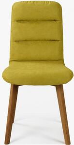 Wygodne krzesło, tapicerowane, nogi dębowe, żółte Orlando