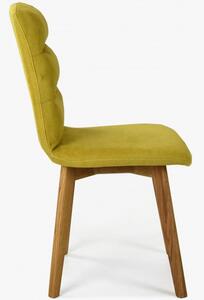 Wygodne krzesło, tapicerowane, nogi dębowe, żółte Orlando