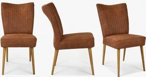 Eleganckie krzesło Valencia - okrągłe nogi z dębu, koniak