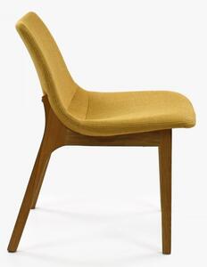 Krzesełko tapicerowane, nogi dębowe, żółte Bloma