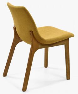 Krzesełko tapicerowane, nogi dębowe, żółte Bloma