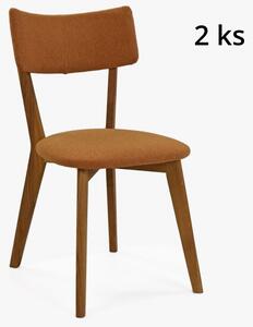 Krzesło tapicerowane - nogi dębowe, Noci pomarańczowe Zestaw 2 sztuki