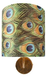 Kinkiet / Lampa scienna vintage złoty klosz welurowy pawie oczka - Matt Oswietlenie wewnetrzne