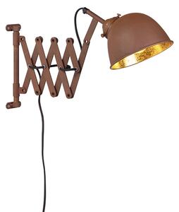 Industrialny Kinkiet / Lampa scienna brązowy ze złotem regulowany - Nożyczki Oswietlenie wewnetrzne