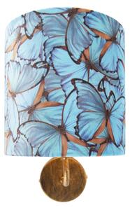 Kinkiet / Lampa scienna vintage złoty klosz welurowy motyle - Matt Oswietlenie wewnetrzne