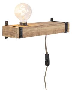 Industrialny Kinkiet / Lampa scienna USB drewno - Reena Oswietlenie wewnetrzne