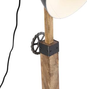 Przemysłowa lampa podłogowa czarna drewno - Mangoes Oswietlenie wewnetrzne