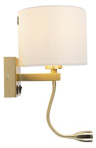 Kinkiet / Lampa scienna złoty USB klosz biały - Brescia Combi Oswietlenie wewnetrzne