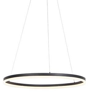 Designerska lampa wisząca w kształcie pierścienia czarna 80 cm z diodą LED i ściemniaczem - Anello Oswietlenie wewnetrzne